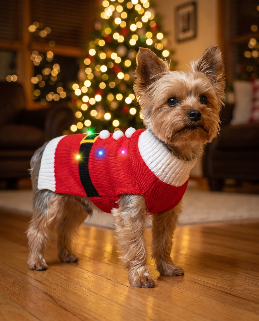 Dog wearing LED sweater