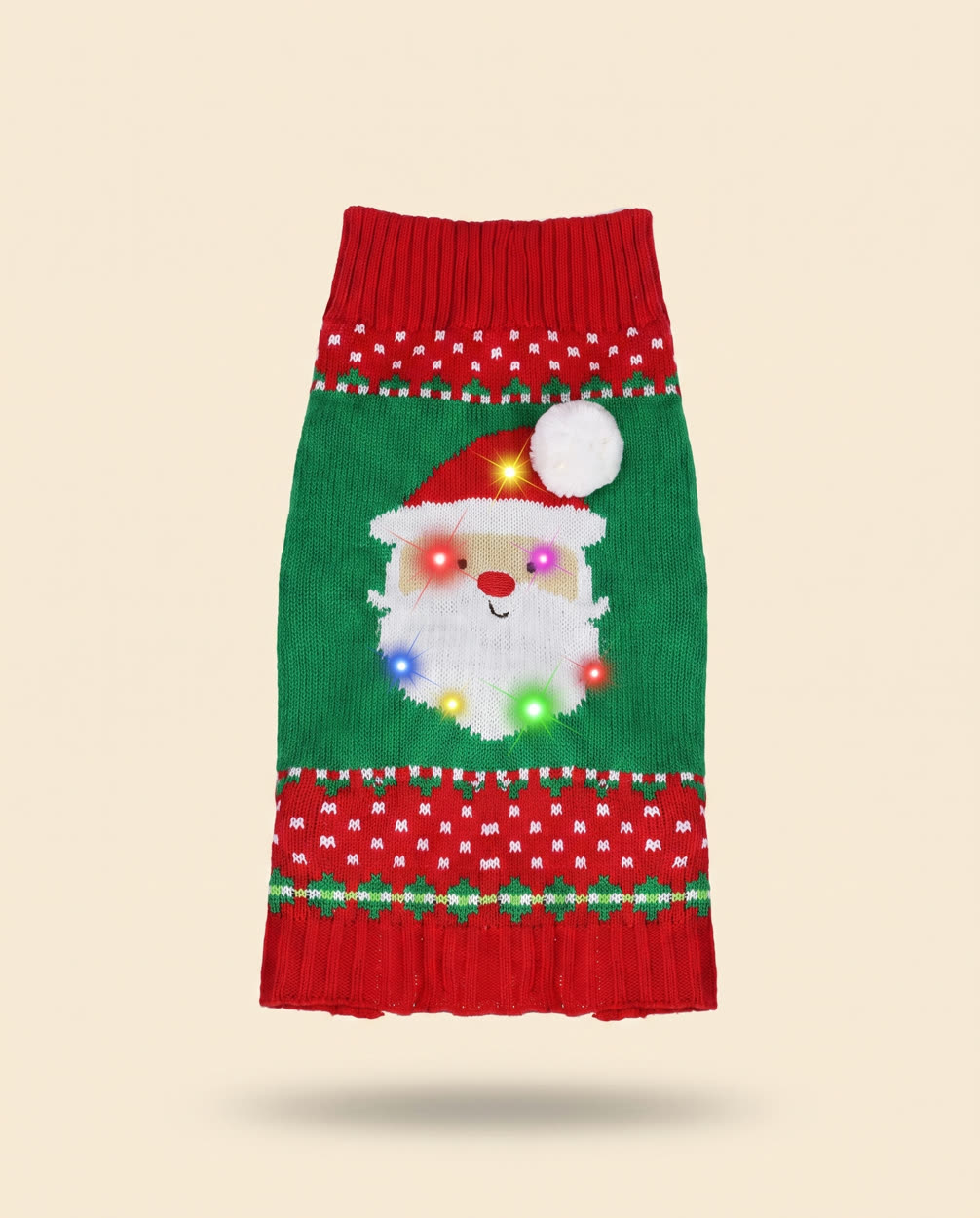 Santa face LED dog sweater